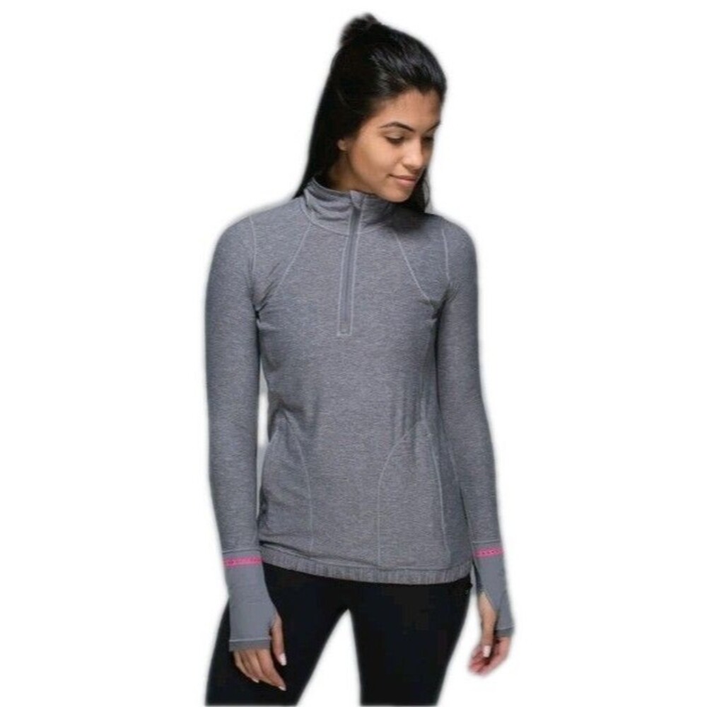 Lululemon Pace Pusher 1/2 Zip in Heathered Slate/Slate Sz 4